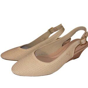 Viviai Womens Sandals Size 38 Tan Tamia Slingback Wedge Almond Toe New